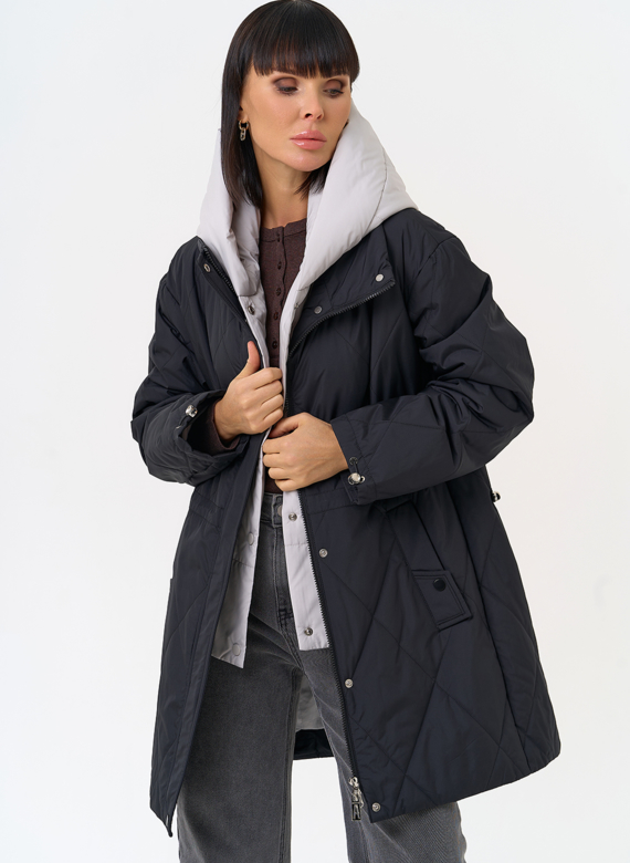Женская удлиненная куртка со съемным капюшоном