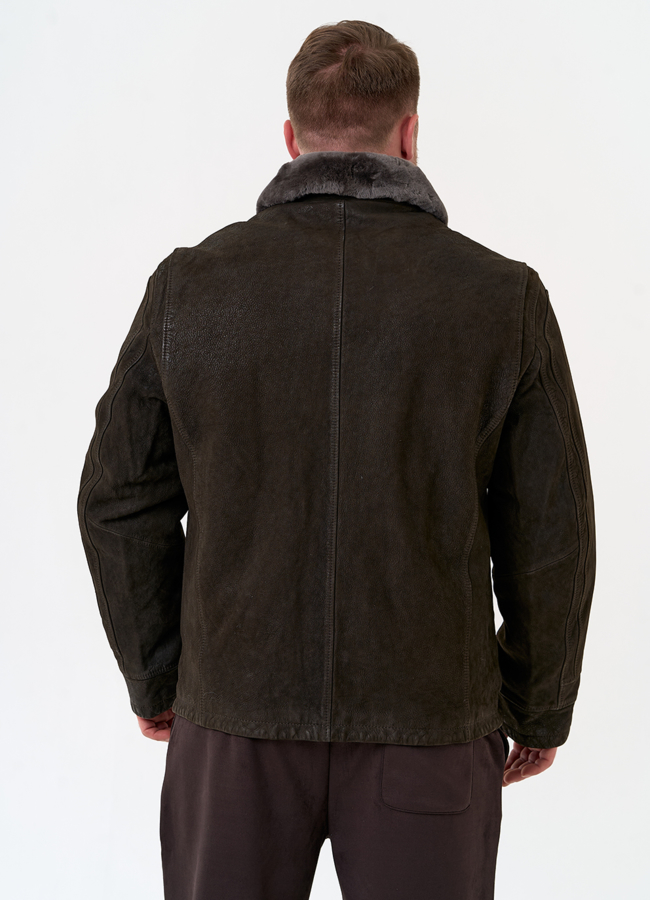 Куртка из натуральной кожи с отделкой из овчины модель № 31657 в кредит