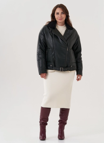 Косуха утепленная из экокожи с отделкой из экомеха Косуха утепленная из экокожи с отделкой из экомеха