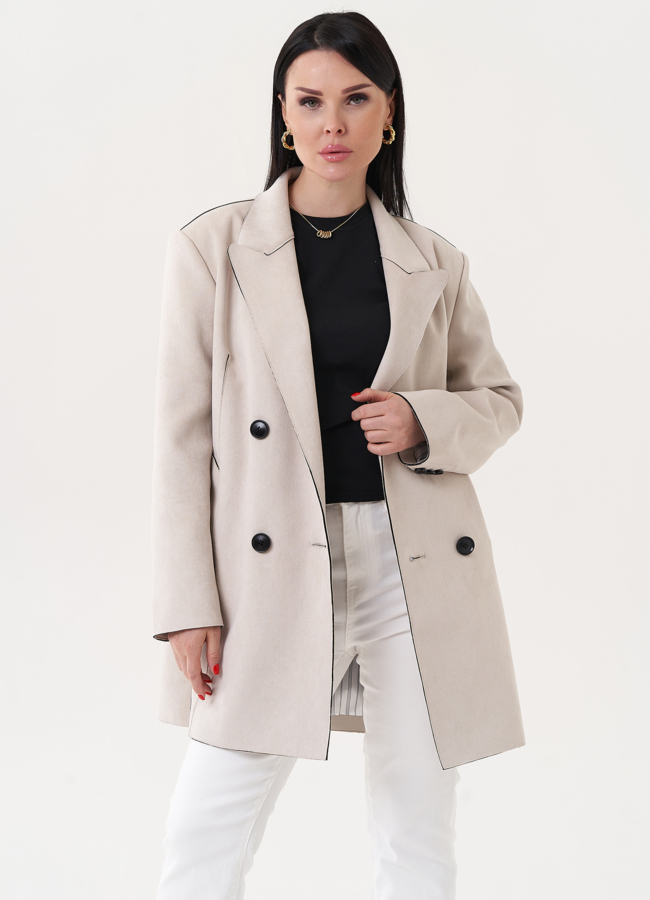 Жакет из эко замши с английским воротником модель № 82375 в кредит