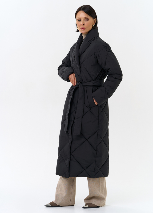 Женский пуховик с воротником шаль модель № 31740 в рассрочку