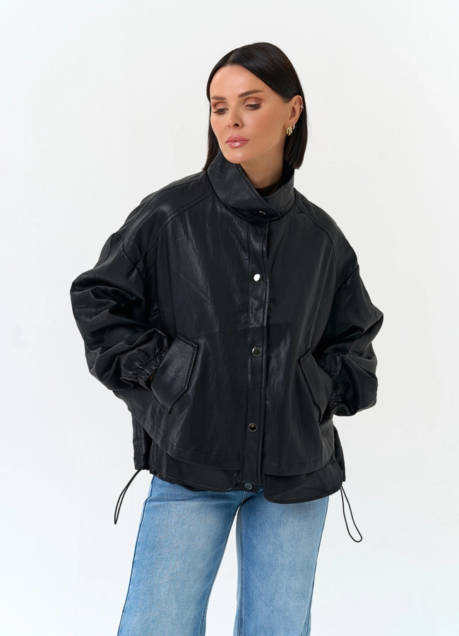 Женская объемная куртка из эко кожи модель № 33153 в кредит