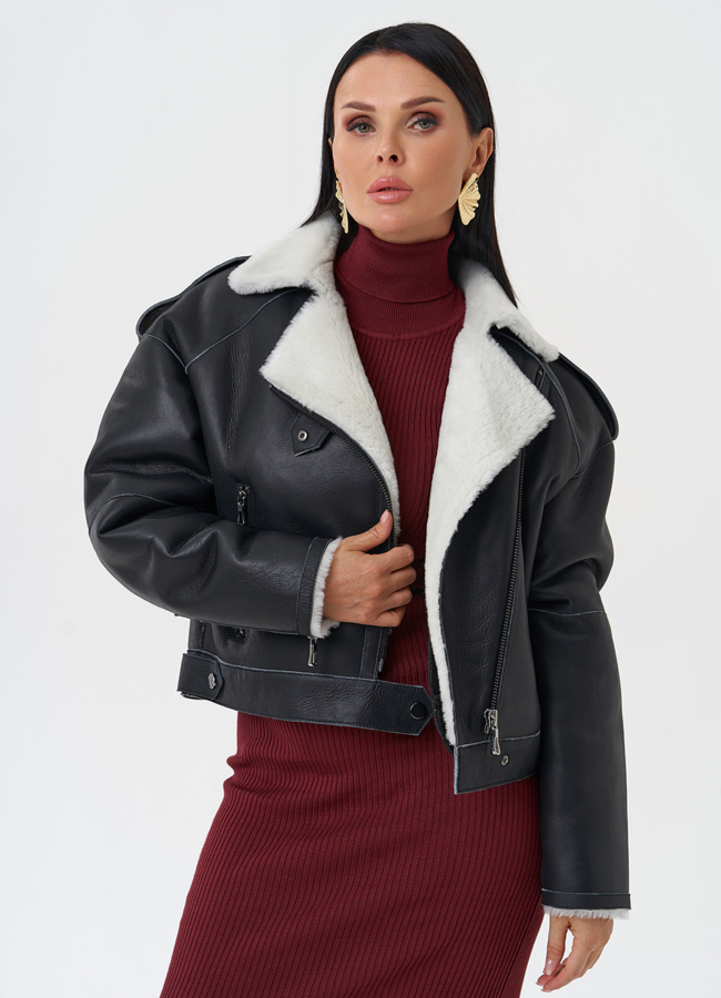 Дубленка из натуральной кожи модель № 28691 универмаг малина