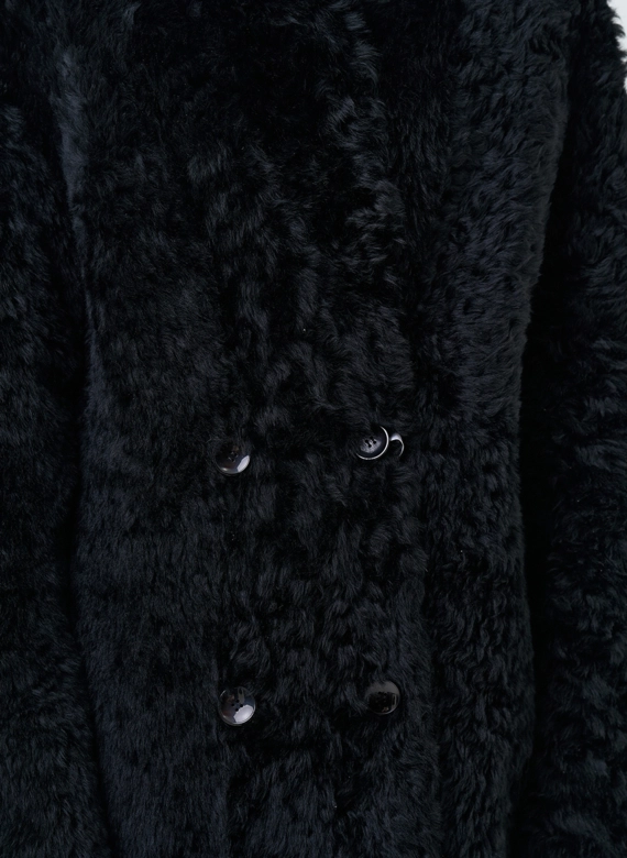 Двусторонняя женская дубленка из овчины в черном цвете
