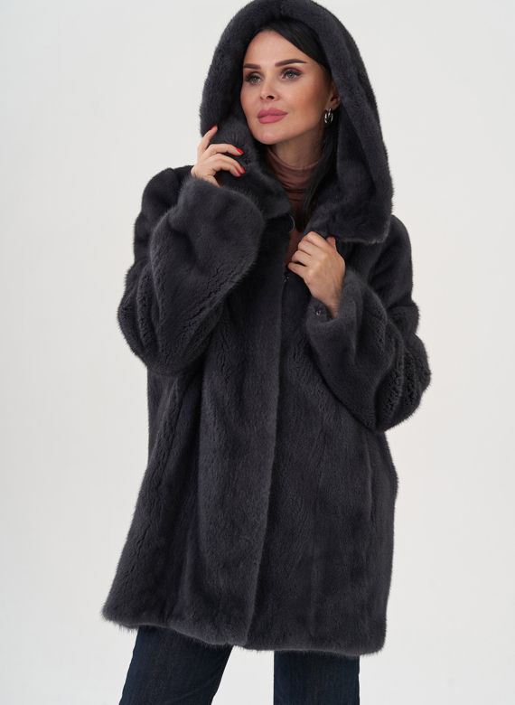 Шуба из норки в цвете графит