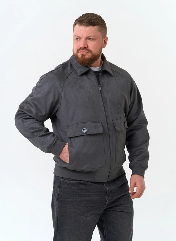 Мужская куртка бомбер из эко замши фото