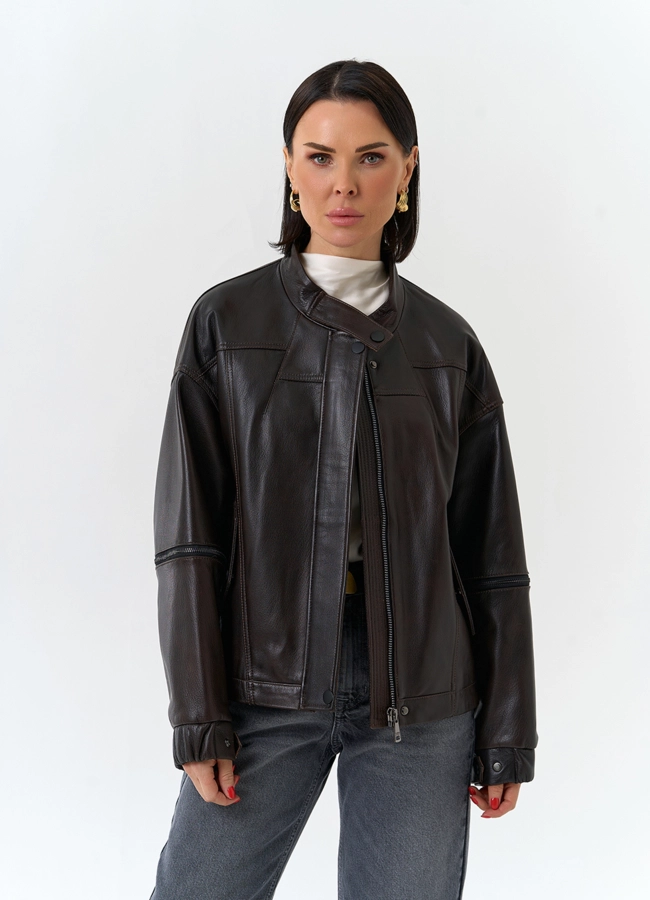 Женская куртка из натуральной кожи модель № 32675 универмаг малина