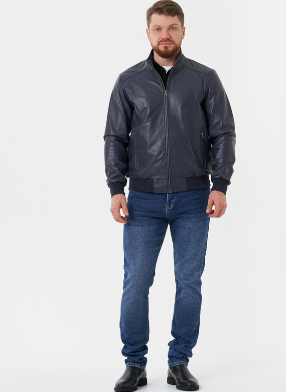 Мужская кожаная куртка "бомбер"