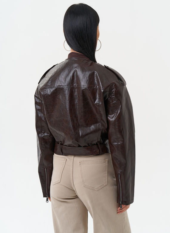 Куртка косуха из эко кожи коричневого цвета