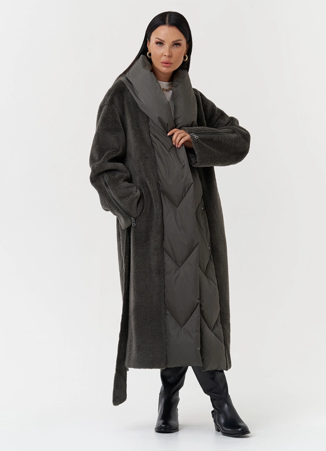 Комбинированное пальто на утеплении модель № 28539 универмаг малина