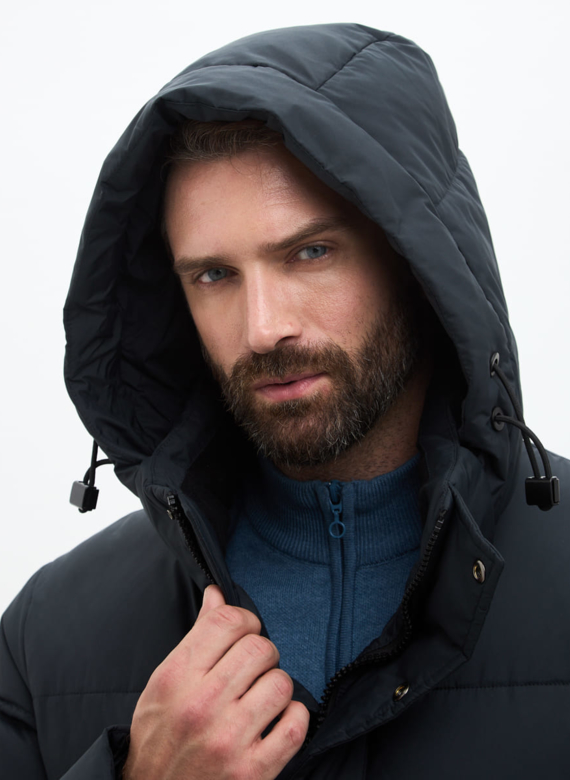 Мужской пуховик с капюшоном больших размеров