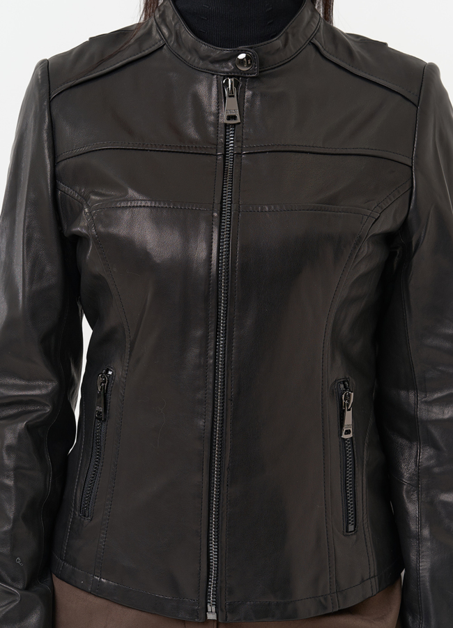 Кожаная куртка на молнии модель № 20498 универмаг малина