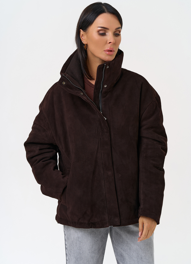 Куртка -пуховик из натуральной замши модель № 31373 универмаг малина