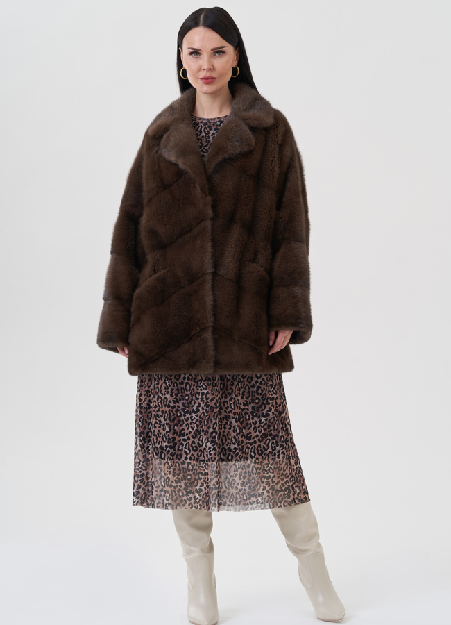 Шуба из норки с английским воротником  модель № 30690 в кредит