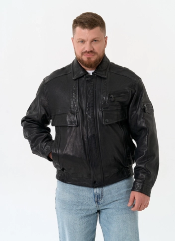 Мужская куртка бомбер из натуральной кожи фото