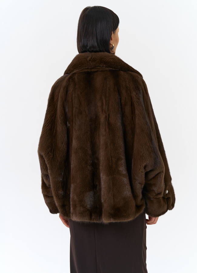 Укороченная шуба из меха норки  модель № 32031 в кредит