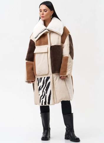 Комбинированный женский пуховик 