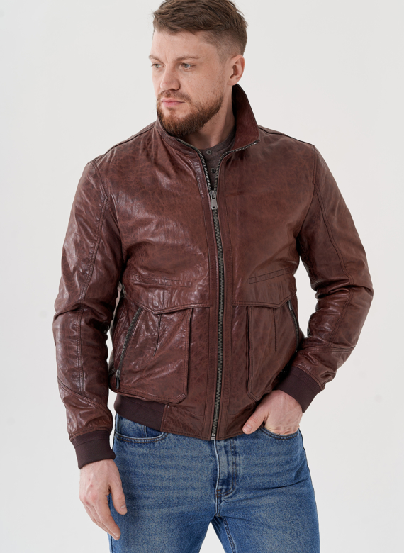 Куртка бомбер из натуральной кожи 