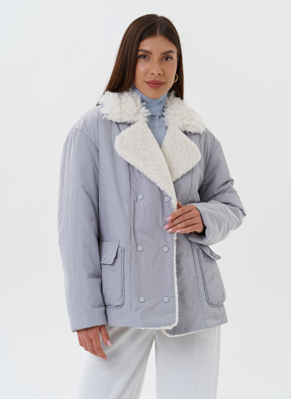 Утепленная куртка с эко мехом