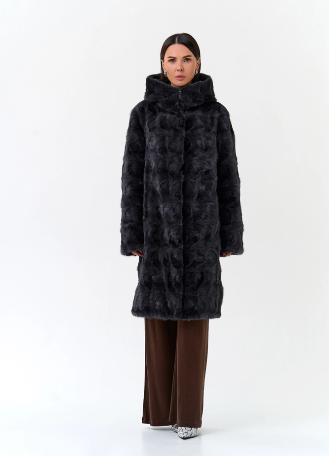 Шуба из меха норки модель № 34049 меха малина фото
