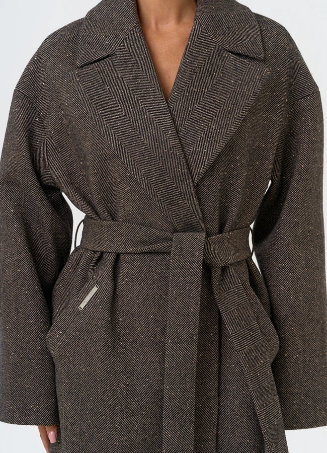 Женское длинное пальто с английским воротником модель № 31417 универмаг малина